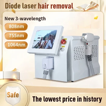 Новейшая машина для удаления волос с диодом длиной волны 808 нм 2024 года с 3 длинами волн для салона Rejuvenator, безболезненная эффективная машина для удаления волос