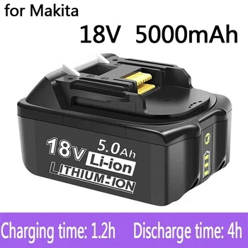 100% Оригинальная аккумуляторная батарея для электроинструментов Makita 18V 5000mAh со светодиодной литий-ионной заменой LXT BL1860B BL1860 BL1850