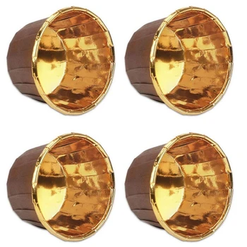 500шт Стаканчики для кексов из алюминиевой фольги Одноразовые Формочки для маффинов Стаканчики для выпечки Алюминий Золотой + коричневый