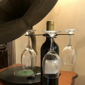 Складная подставка для бокалов для вина Металлическая складная подставка для бокалов для вина вмещает 4 бокала и 1 бутылку Отдельно стоящий настольный стеллаж для хранения для вечеринки