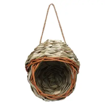 Птичий домик и гнездо ручной работы, креативная экологическая клетка из плетеной травы для украшения сада, Птичье гнездо на открытом воздухе