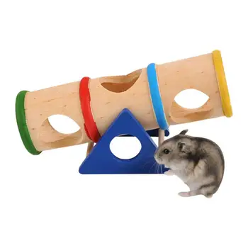 Деревянный туннель для хомяка, Деревянная трубка для мыши с отверстиями в дереве, Деревянная игрушка для хомяка, туннель для мыши, Деревянный туннель для хомяка, Дерево