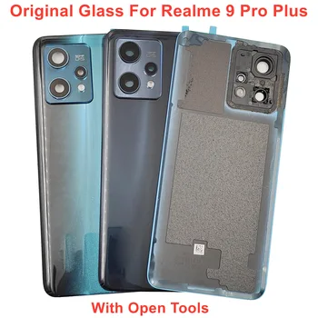 Оригинальное стекло для Realme 9 Pro Plus, крышка батарейного отсека, крышка задней двери Realme 9 Pro + задняя панель корпуса + клей для объектива камеры
