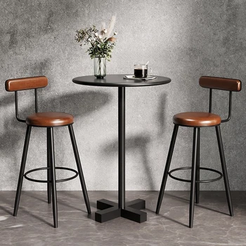 Скандинавские барные стулья, современный минималистичный высокий табурет, сиденье со спинкой для домашнего использования, роскошный стул для кофейни, продуманное качество
