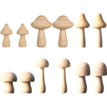 Operitacx Мини Неокрашенный незаконченный Деревянный гриб 12шт. Колышек в форме гриба, тела кукол, тела семейных кукол, ремесло