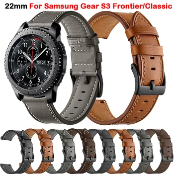 22-мм кожаный ремешок для Samsung Gear S3 Frontier/классический ремешок для Samsung Galaxy Watch 46 мм/3-45 мм сменный браслет