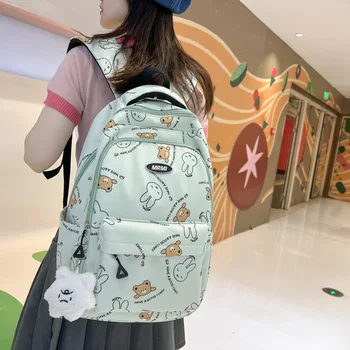 Школьные сумки для девочек для подростков, Милый Мультяшный Студенческий рюкзак, женский Нейлоновый рюкзак для кампуса в Корейском стиле