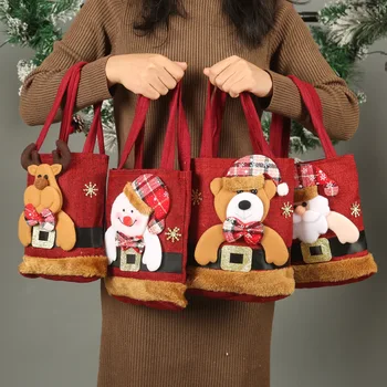 Подарочная сумка Санта Клауса, снеговика, оленя, детская подарочная сумка, сумка для конфет, рождественская сумочка, Рождественский декор, ручная упаковка, Новый год