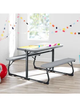 Складной детский столик для занятий Your Zone с серой текстурной поверхностью, сталь и пластик, 33,11 