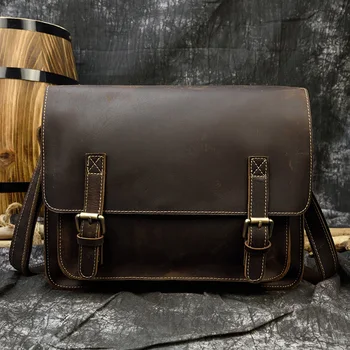 Мужская сумка из натуральной кожи, мужская сумка через плечо, дизайнерская кожаная сумка в стиле ретро, новая сумка для книг формата А4 1031