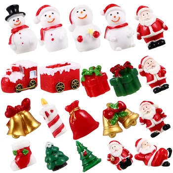 Рождественские миниатюрные фигурки снеговика, Санта-Клауса, северного оленя, микроландшафтный орнамент, фигурки Рождественской елки (произвольные узоры)