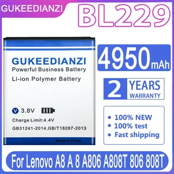 GUKEEDIANZI для Lenovo A806 Аккумулятор 4950 мАч BL229 BL 229 Литий-ионный аккумулятор для смартфона Lenovo A806 Batteria + Номер для отслеживания