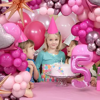 Розовые воздушные шары из фольги с цифрами, латексные подарки, Розовые воздушные шары, праздничные принадлежности для Дня рождения и свадьбы, Набор розовых латексных декоративных воздушных шаров