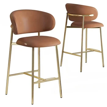 Современный минималистичный Высокий табурет на стойке регистрации, Скандинавские железные стулья, кухонные высокие стулья, Дизайнерская мебель со спинкой барного стула