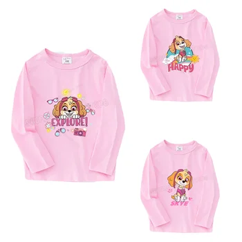 Paw Patrol Skey Футболка с длинным рукавом Chase Розовые футболки для малышей, топы с тонким пуловером с круглым вырезом, осенняя одежда для малышей, подарки для девочек