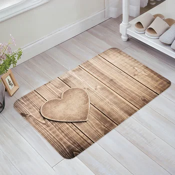 Старинная текстура деревянной доски в форме сердца, кухонный коврик, декор для гостиной, домашний коврик для прихожей, Противоскользящий коврик