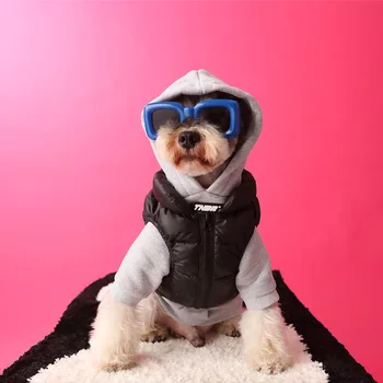 Зимняя Однотонная Утолщенная теплая куртка для собак на пуху без рукавов, жилет для собак, куртка для щенков шнауцера Бишона, Плюшевая куртка для собак, Одежда для маленьких собак