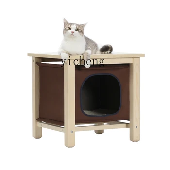 Прикроватный столик ZK Cat Shared Cyber Celebrity Cat Nest Двухслойный кошачий домик Роскошная комната для домашних животных