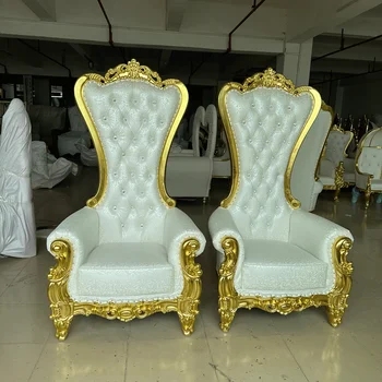 Потрясающее Роскошное Золотое Свадебное кресло-трон в новом стиле, диван-кресло King для продажи
