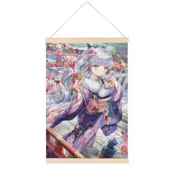 Kamisato Ayaka73 Картина с прокруткой Настенная картина Аниме Настенная прокрутка Подвесная картина на холсте в стиле Деко