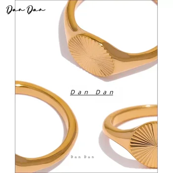 Золотое геометрическое кольцо из нержавеющей стали, металлическая текстура, Модный палец Joyería Acero, Неокисляемый подарок на День Святого Валентина