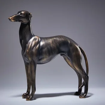 22 см имитация животного украшения, античная медная модель собаки-духа, гостиная, кабинет, крыльцо, украшение дома