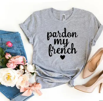 Skuggnas Pardon My French Забавная футболка с графическим рисунком, футболка с французскими словами, Летняя Модная Хлопковая футболка Унисекс, футболки с французскими цитатами