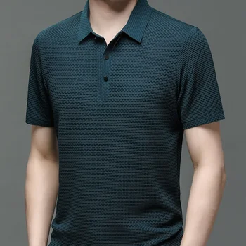 2023 Летняя Новая мужская футболка с коротким рукавом, крутая и дышащая рубашка-поло, деловой повседневный топ, впитывающий пот
