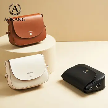 Женская сумка Aokang из натуральной кожи с пряжкой и застежкой-молнией из легкой роскошной воловьей кожи, универсальная Маленькая квадратная сумка, модная сумка через плечо
