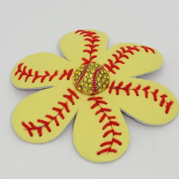 Банты для волос с цветочным швом в виде софтбола, бейсбола и заколки со стразами на стержне