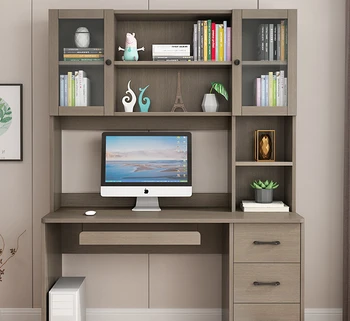 Компьютерный стол, настольный книжный шкаф, встроенная простая современная книжная полка, письменный стол в спальне