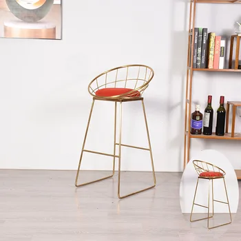 Золотые барные стулья, простые высокие табуреты, современные барные стулья в скандинавском стиле
