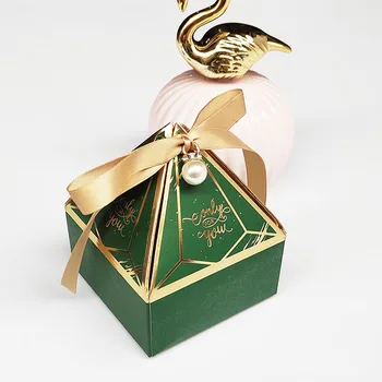 Новая бумажная подарочная коробка Коробка конфет Gem Tower с лентой из бисера, украшение для свадьбы, упаковка для душа ребенка, принадлежности для мероприятий и вечеринок