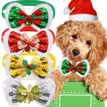1 шт. Милые собачьи галстуки-бабочки, Рождественский ошейник-бабочка для собак, банты для маленьких и средних собак, аксессуары для рождественской вечеринки, аксессуары для собак для маленьких собак