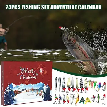Рыболовный Адвент-Календарь 24шт Рыболовный Креативный Рождественский Подарочный набор Любители Рождественского обратного отсчета Рыболовные Приманки | Веселый Гаджет для ванны