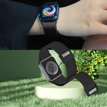 Нейлоновый ремешок для Apple Watch, ремешки 45 мм, 42 мм, 40 мм, эластичные сменные браслеты с магнитной пряжкой для Iwatch серии 9 8 7 SE