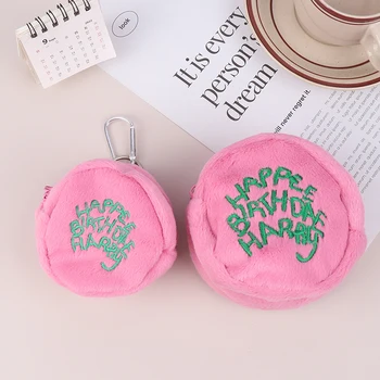 Женский розовый плюшевый кошелек для монет с мультяшной подвеской, сумка для хранения, мини-сумка для девочек, кошелек для монет