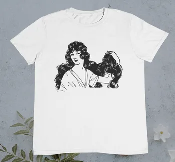 Винтажная футболка Elegant Lady With Curly Hairs %100 хлопок премиум-класса