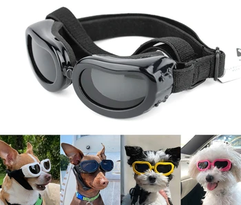 1 шт. красочные маленькая собака солнцезащитные очки ветрозащитный анти-туман, регулируемый ремень, очки Pet солнцезащитные очки УФ-защита, аксессуары для собак