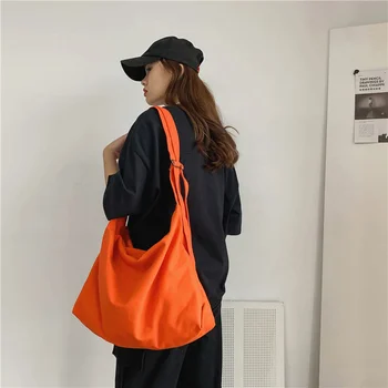 Модная универсальная сумка-мессенджер, женская большая вместительная ретро-холщовая сумка, студенческая простая сумка через плечо, милая сумка для девочки