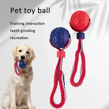 Прочные игрушки для жевания собак, игрушки для собак из хлопчатобумажной веревки с шариками TPR для маленьких, средних и крупных собак