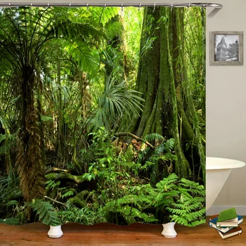Лесные природные пейзажи, Занавески для душа, пейзаж, 3D Принт, Занавеска для ванны, Полиэфирная Моющаяся ткань, Экран для домашнего декора Cortina Baño