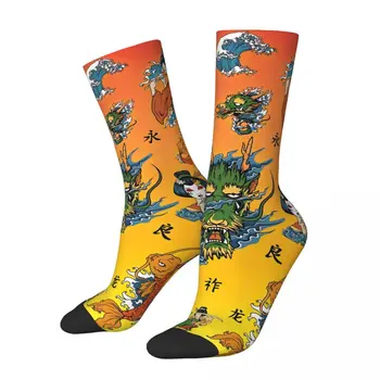 Забавный сумасшедший носок для мужчин Японский коллаж Винтажный Дышащий носок с принтом Crew В подарок Новинка