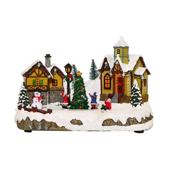 Рождественский Орнамент из светящейся смолы, Праздничная Снежная Сцена, Декор музыкальной шкатулки во дворе.