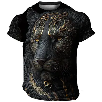 Мужская футболка с 3D принтом Льва, футболки, топы, Летняя Повседневная уличная одежда с животным рисунком, Новая модная уличная мужская одежда