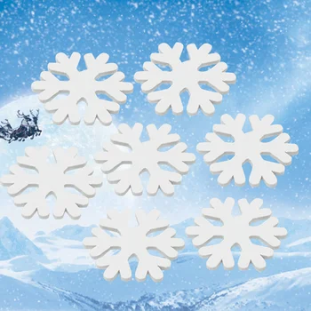 Деревянная Снежинка Милая Рождественская Мини Снежинка Деревянные поделки из белых снежинок для рождественских украшений