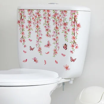 Различные зеленые растения, цветы, наклейки на стены, наклейки для декора ванной комнаты, туалета, украшения для дома в гостиной, шкафа