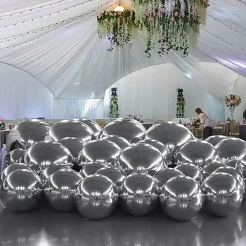 Термосваривание Гигантской надувной Зеркальной Сферы, Воздушных шаров, Свадебных украшений, ПВХ, Больших блестящих Металлических Зеркальных Надувных шаров