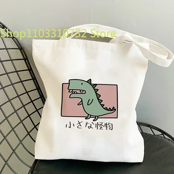 Сумка с динозавром, женская сумка для покупок, холст для покупок, настраиваемый логотип, Эко-складные дизайнерские сумки, тканевое плечо с принтом для