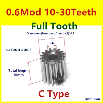 1шт 0.6 mod Полные зубья 10T 15T 25T углеродистая сталь 4OCr шестерня прецизионная цилиндрическая цилиндрическая шестерня аксессуары для трансмиссии типа 0.6m C